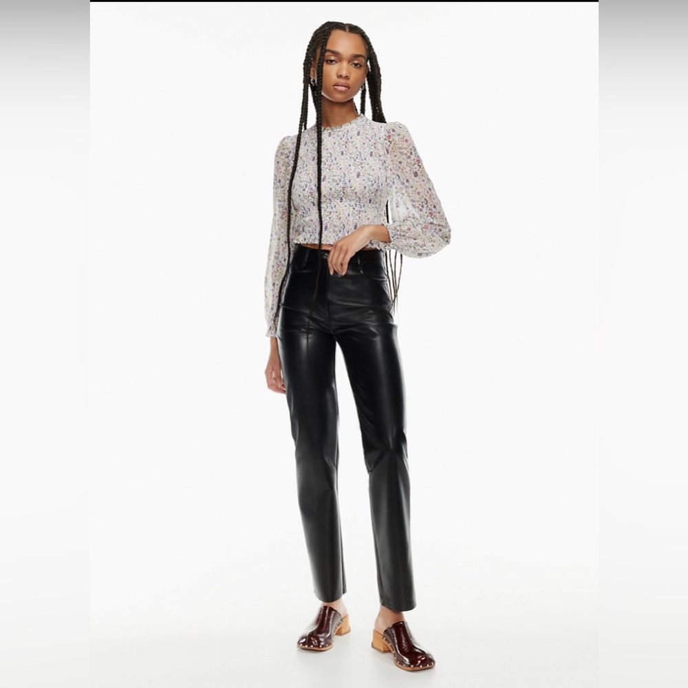 Aritzia Wilfred Melina Pant Black Faux Leather Size 4